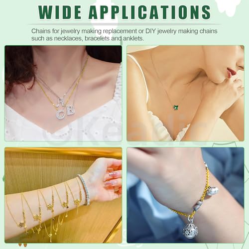 Keadic 102Pcs 30 Feet Jewelry Making Chains Kit W 3mm Metal Necklace Twisted Links Chain, Lobster Clasps, Open Jump Rings and Jewelry Pliers for Bracelet Earring Anklet DIY (Gold) - color: Gold