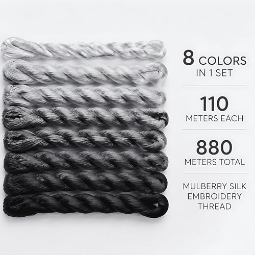 Natural 100% Silk Thread, Handmade Embroidery Thread Silk Floss 8 Colors 110m Each (68) - color: 68