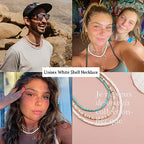 CANEVINKA Bohemian Beaded Choker Necklace 18K Gold Plated Bead Pendant Necklace Vintage Handmade Jewelry for Women - style: Puka Shell
