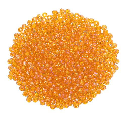 uxcell 2000 Pcs Glass Seed Beads Bulk, 4mm Mini Loose Glass Bugle Beads for DIY Earrings, Necklaces, Bracelets, Jewelry Making, Orange - color: Orange, size: 4mm