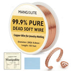 20 Gauge/0.8mm Copper Wire for Jewelry Making – 103 Feet Single Spool with Polishing Cloth & COA – 99.9% Pure Dead Soft Bare & Skin Safe Uncoated Craft Wire for Jewelry Setting & Bracelet - size: 20 Gauge, style: 5 Ounces