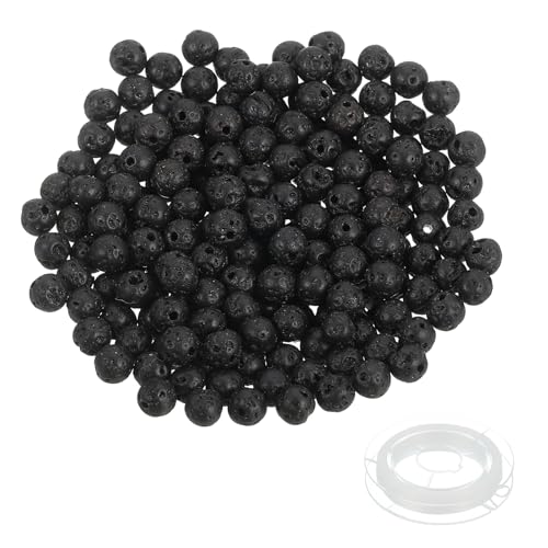 PATIKIL 4mm Black Lavatory Beads, 200 Pcs Round Natural Gemstone Beads Smooth Stone Beads Turquoise Genuine Stone Beads for Bracelet Necklace Jewelry Making DIY - color: Black, size: 4mm