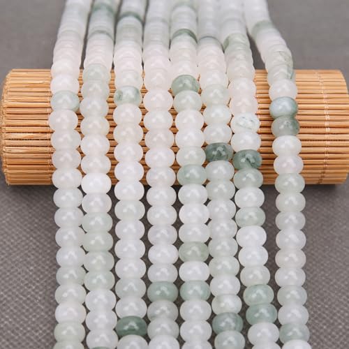 BONNY BOXX 1 Strand Natural 5 * 8mm Iceberg Jade Rondelle Beads, Natural Abacus Disk Stone Beads Loose Spacer Gemstone for DIY Bracelet Necklace Jewelry Making - color: Iceberg Jade, size: 5*8MM