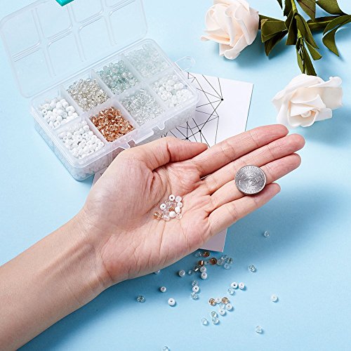 Pandahall About 1900Pcs 6/0 Glass Seed Beads Round Loose Spacer Beads Hole: 1mm for DIY Jewelry Making (White & Clear) - color: White, size: 6/0