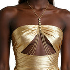 Body Chain,Body Jewelry for Women,Sexy Layered Chest Chain,Layered Adjustable Waist Jewelry for Beach Accessories,Gold Plated Waist Chains - color: Gold-M