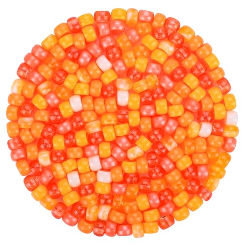 Plastic Pony Beads for Jewelry Making, 1200 Pieces, Multi-Color, 0.35 x 0.22 inch, DIY Craft Beads for Bracelets and Hair Braids (Sun) - color: Sun
