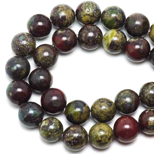 Natural Stone Beads - African Blood Jasper Round Beads for Jewelry Making, 10mm (34-37pcs) - color: African Blood, size: 10mm