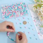 1 Box 500Pcs Rainbow Acrylic Beads Round Plastic Bead Bulk 8mm Candy Color Plastic Balls Bubble Gum Pastel Matte Loose Spacer Beads for Jewelry Making Bracelets Necklaces Earrings Adults - color: Pink, Blue