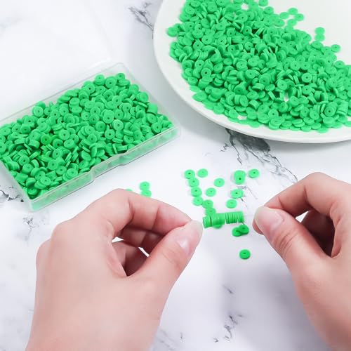Green Polymer Clay Beads, 6mm Heishi Bead for Jewelry Bracelets Necklace Making 1000PCS - color: Green