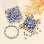 200pcs Glass Beads for Bracelets, 8mm Crystal Glass Round Beads for Jewelry Making, DIY Crafts, Single Box (Grey) - color: Grey