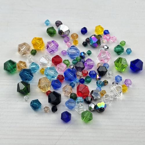 1310pcs Bicone Crystal Glass Beads 2mm 3mm 4mm 6mm 8mm Faceted Crystal Spacer Beads for Bracelets Necklace Pendants Earrings DIY Jewelry Craft Making(Lake Blue) - color: Lake Blue
