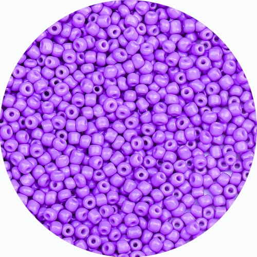 8/0 Glass Seed Beads Bulk, Light Purple 3mm Tiny Round Craft Seed Bead, Small Mini Pony Beads for Jewelry Making Bracelet Necklace Wrist Beading Weaving Supplies, 2500pcs - color: Light Purple