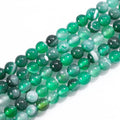 Natural Gemstone Round Loose Beads for Jewelry Making DIY Crystal Energy Healing 1 Strand 15" (Green Stripe Agatre, 4mm (15"/Strand)) - color: Green Stripe Agate, size: 4mm (15"/Strand)