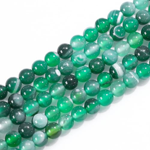 Natural Gemstone Round Loose Beads for Jewelry Making DIY Crystal Energy Healing 1 Strand 15" (Green Stripe Agatre, 4mm (15"/Strand)) - color: Green Stripe Agate, size: 4mm (15"/Strand)