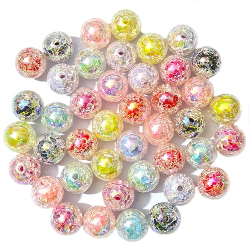 Mixed Lots Shiny AB Color Acrylic Faceted Bead DIY Beading Hairband Bracelets Necklace Craft Embelishment (Mixed Colors-AB Color Sweet Crackle) - color: Mixed Colors-AB Color Sweet Crackle