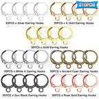 210Pcs Round Leverback Earring Hooks Hypoallergenic French Earring Hooks Round French Ear Wire with Open Loop Hook for DIY Earrings Designs Jewelry Making Findings(7 Colors)