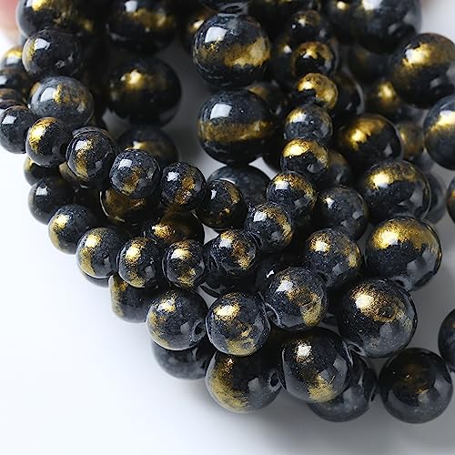 45pcs 8mm Natural Blue Black Lapis Lazuli Jade Beads for Jewelry Making Round Loose Beads DIY Bracelets Necklaces Energy Healing Stone Beads 15"(8mm, Blue Black Lapis Lazuli Jade) - color: Blue Black Lapis Lazuli Jade, size: 8mm