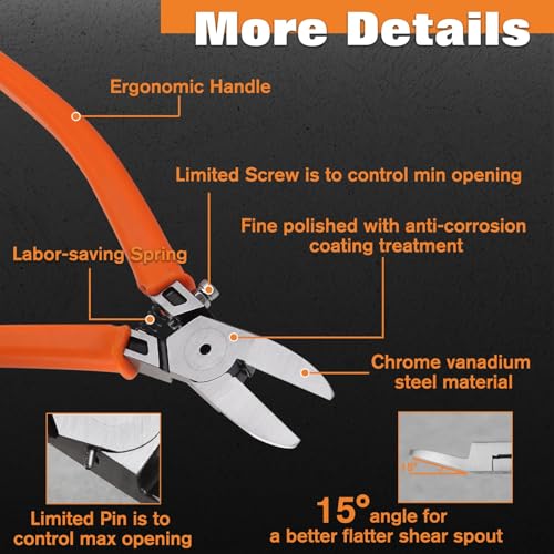 SPEEDWOX Wire Cutters 15 Angled Flush Cutters for Electronic Component Ultra-Sharp Diagonal Cutters Side Cutting Pliers Wire Snips for Jewelry Making Cutting Soft Wires, Electronics Zip Tes, Plastic - style: 15°angle