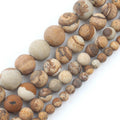 Matte Picture Stone 6mm 60 Pcs Stone Beads for Jewelry Making Large Beads Bracelet Keychain Loose Round Smooth Gemstone Beads Necklace Earrings DIY Arts and Crafts Natural Stone Beads ﻿ - color: Matte Picture Stone, size: 6mm