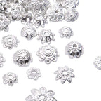 BronaGrand 100 Gram(About 180-350pcs) Bead Caps Metal Spacers Jewelry Findings Accessories for Bracelet Necklace Jewelry Making,Silver - color: Silver