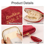 Mothers Day Gifts Personalized Travel Jewelry Case with Embroidered Name,Custom Small Jewelry Pouch Velvet Jewelry Organizer Storage Bag for Bracelet Rings Earring - color: Red