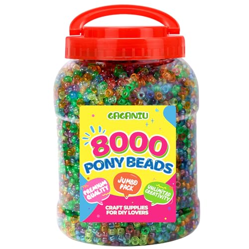 UV Pony Beads for Bracelet 8000+ pcs Multi-Colored Plastic Beads Making Bulk for Hair Braiding DIY Crafts Kandi Jewelry Key Chains and Ornaments Decorations,10 Assorted Colors,Boxed - color: Luminous UV, size: X-Large