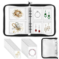 Jewelry Storage Book Set Transparent Travel Jewelry Organizer with Anti-Oxidation Pocket Traveling Necklace Earring Organizer for Ring, Bracelets, Postcard(120 Grids +75 Thicken PVC Zipper Bags)