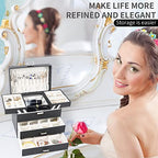 Dajasan Jewelry Organizer Box, Large Jewelry Boxes for Women Girls, Space-Saving 4 Layers Jewelry Storage Case with Drawer, Movable Metal Stand, Modern, Gift Idea (Black + Silver) - color: Black + Silver