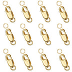 Dailyacc 925 Sterling Silver Lobster Clasp with Closed Jump Rings Gold Necklace Clasps and Closures for Jewelry Bracelet Extender,Made in Italy - color: 12pcs Gold, size: 0.47IN/12MM