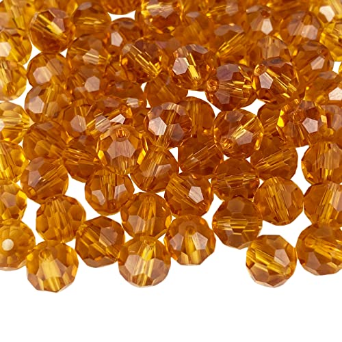 Jmassyang 50 Pieces 10mm Faceted Round Crystal Glass Beads Spacer Beads for Jewelry Making, Bracelets Necklaces Earrings Wind Chimes Suncatchers (Amber) - color: Amber, size: 10mm