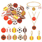 20PCS Sports Charms Enamel Basketball Baseball Pendant Charms for Jewelry Making Rhinestone Ball Game Softball Charms for Necklace Bracelet Earrings DIY Crafts - color: Set 1