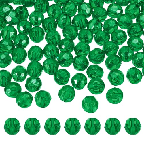 MECCANIXITY 400pcs Czech Faceted Bicone Beads 8mm Glass Spacer Bead Bulk for Jewelry Making & DIY Craft, Dark Green - color: Dark Green