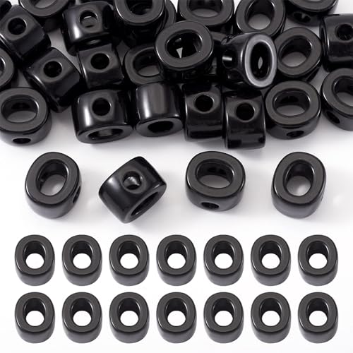 30Pcs Large Hole Acrylic Letter Beads Letter O Chunky Vowel Bead with Horizontal Hole Black Plastic 3D Initial Alphabet European Beads for Key Chains Necklace DIY Craft Arts Projects - color: Black O