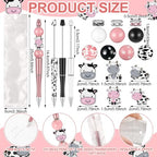 Colarr 24 Sets Plastic Beadable Pens DIY Pens Making Kit Assorted Wood Beads Crystal Spacer Black Ink Ballpoint for Women Crafts Office Family Gifts(Cow) - style: Cow