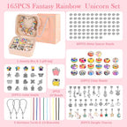 Charm Bracelet Making Kit for Girls Ages 3-12 | 165 Pcs Jewelry Making Kit Supplies for Adults | DIY Jewelry Crafts with Nice Box | Unicorn Mermaid Themed Gift for Kids Birthday Christmas Party