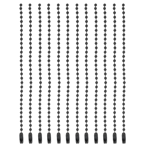 MECCANIXITY Ball Bead Chain Beaded Necklace Chains 5 Inch Adjustable Metal Ball Chains 2.4mm/0.1inch Keychain for Jewelry Making,DIY Craft Projects,Pack of 12(Black) - color: Black