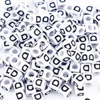 500Pcs Square White Letter Beads D 6X6mm Single Cube Alphabet Beads for Friendship Bracelets Making - color: Square - D