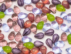 Czech 60-Piece (25g) Glass Beads Mix, 6x9mm, Teardrop Opal Green Silk Dirty Lavender Violet - color: Mix - Green Silk Lavender - Small Pack
