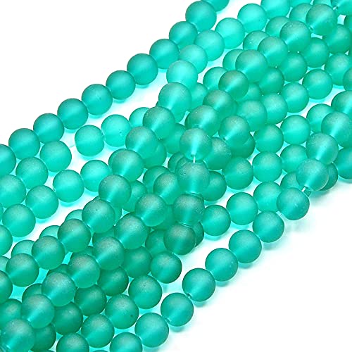 FASHEWELRY 200Pcs Transparent Frosted Glass Bead 4mm Matte Crystal Glass Loose Beads for DIY Jewelry Making (Light Sea Green) - color: Light Sea Green