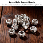 100 Pieces Antique Silver Spacer Beads, 6mm Large Hole Beads, Metal Rondelle Bead For Jewelry Making, European Spacers For Bracelets, Craft Supplies