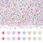 Cheriswelry 3500Pcs 7x7.5x4mm Heart Letter Acrylic Beads Colorful Alphabet Pony Loose Spacer Love Heart Beads for DIY Bracelet Necklace Jewelry Making - color: White Heart Letter Bead