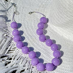 Caiyao Bohemian Colorful Acrylic Round Beaded Choker Necklaces Handmade Adjustable Resin Beads Clavicle Rope Necklace for Women Men Ethnic Costume Party Vacation Jewelry Gifts - color: Purple
