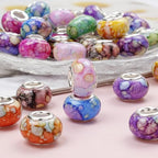 PIPITREE 200PCS Acrylic Beads 9 * 14mm Focal Beads for Pens Acrylic Flat Bulk Bead Ceramic Style Mixed Color 6mm Large Hole Bead for Keychains Beadable Pens DIY Crafts Jewelry Making & Gift Giving - color: Ceramic Style