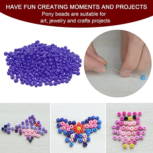 HARFINGTON 2000Pcs Small Glass Beads 6/0 4mm Loose Tiny Round Small Beads for Bracelet Earring Rings Jewelry Making, Blue Purple - color: Blue Purple