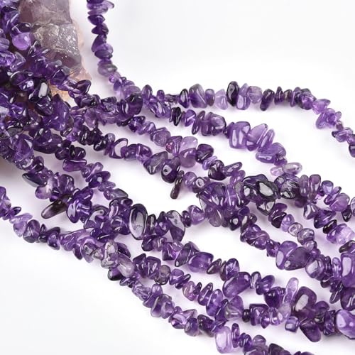 Genuine Amethyst Chip Beads 5-8mm Irregular Shaped Tumbled Chips Stone Loose Bead for Jewelry Making 1 Strand 32" - color: Amethyst