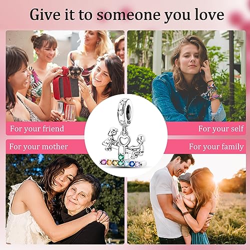 MULA 925 Sterling Silver Charms for Bracelets and Necklaces Lipstick and Bag Dangle Pendants Tower Camera Beads Jewelry Charms for Women - color: Couple Seesaw