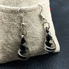 Glass Water Drop Shape Glaze Spiral Dangle Earrings Lampwork Handmade Glass Bead Geometric Earrings for Women Jewelry - color: Black