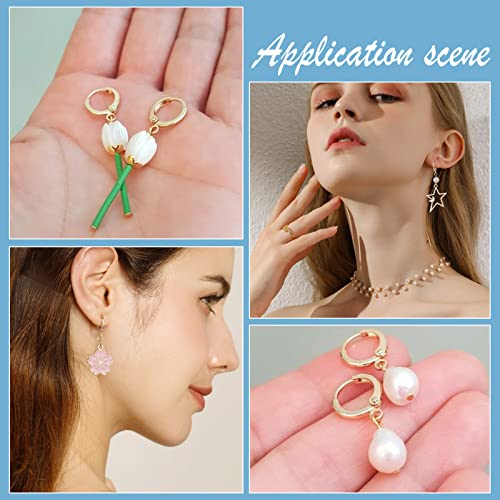 SUNNYCLUE 1 Box 80Pcs Leverback Earring Hooks Real 18K Gold Plated Stainless Steel Huggie Hoop Round Leverbacks Earwires Lever Back Hoops for Jewelry Making Earrings Backs Findings Replacement Adult - color: 80pcs Real 18k Gold Plated Stainless Steel Roun