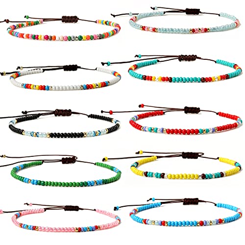XIJIN 18 Pieces Elastic Beaded Anklets for Women Handmade Beach Boho Colorful Beads Ankle Bracelets Set - color: Colorful b