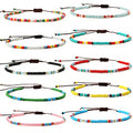 XIJIN 18 Pieces Elastic Beaded Anklets for Women Handmade Beach Boho Colorful Beads Ankle Bracelets Set - color: Colorful b